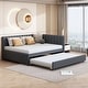 preview thumbnail 15 of 98, L-Shaped Backrest Daybed Upholstered Daybed Frame Classic Wood Slats Design with 2 Storage Drawers or Trundle, Full Size