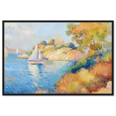 Art Remedy Sail Off In The Morning Framed Impressionism 1 Piece Canvas Wall Art /Monet And Van Gogh Inspired Art