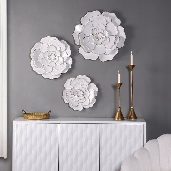 Shop Stylecraft Floral Metal Wall Art Set Of 3 24 X 24 Overstock 22251574