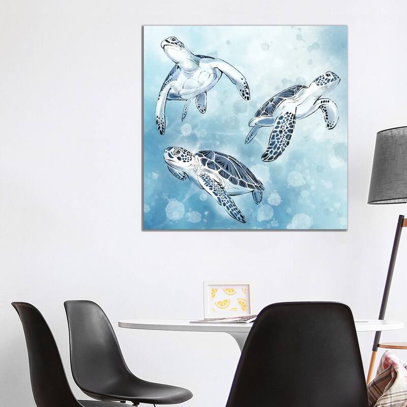 iCanvas "Sea Turtles in Ocean Blue" by Thomas Little Canvas Print - 37x37x1.5