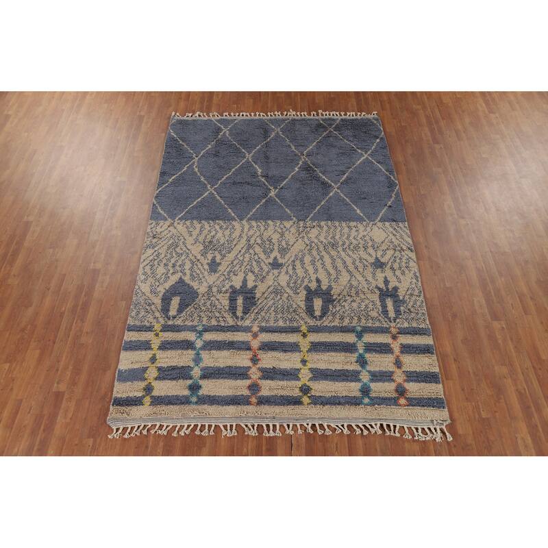 Trellis Plush Moroccan Oriental Area Rug Handmade Bedroom Wool Carpet - 6'11" x 10'4"