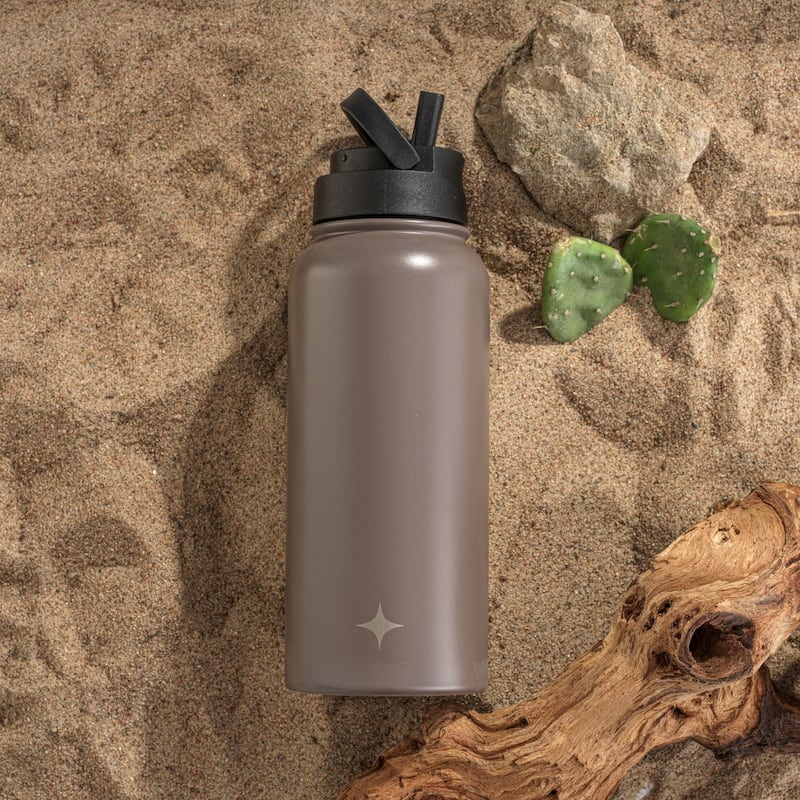 JoyJolt Vacuum Insulated Stainless Steel Water Bottle with Flip Lid & Sport Straw Lid - 32 oz