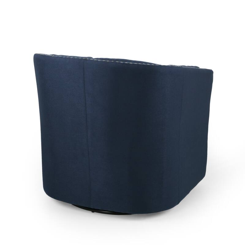 Blue 31.25" Upholstered Swivel Club Chair