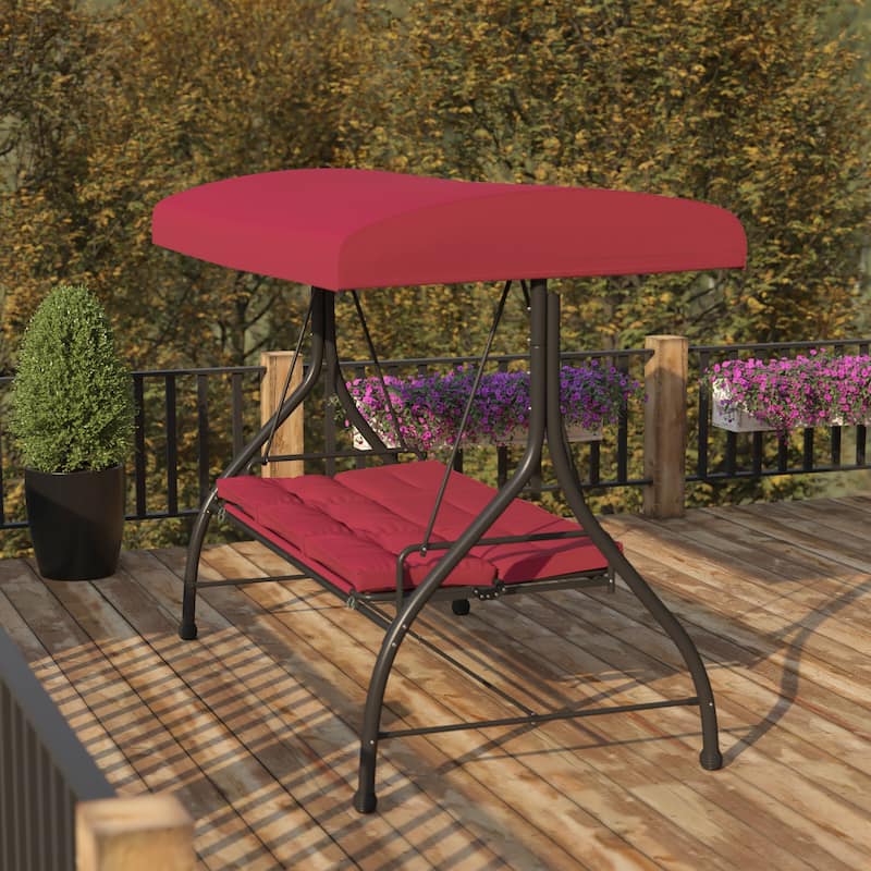 3-Seat Outdoor Steel Converting Patio Swing and Bed Canopy Hammock