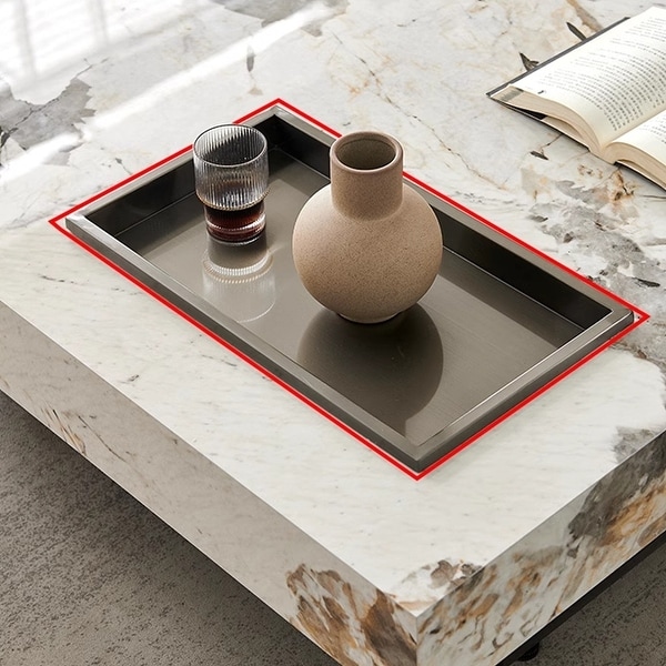 JASIWAY Light Luxury Sintered Stone Square Coffee Table - On