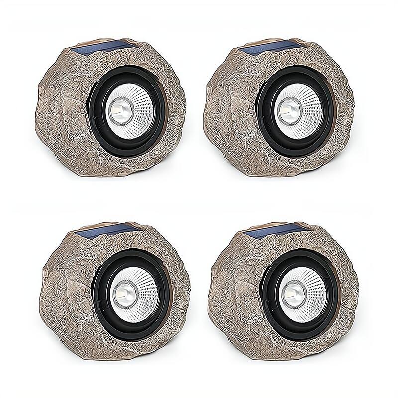 4 Pack Solar Rock Light Outdoor LED Waterproof Pathway Garden Spotlight - Brown - Brown