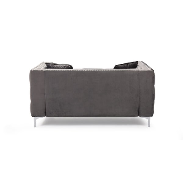 Grey Velvet Sofa with Jeweled buttons - Bed Bath & Beyond - 35689050
