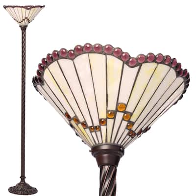 Tiffany-style White Jewel Torchiere