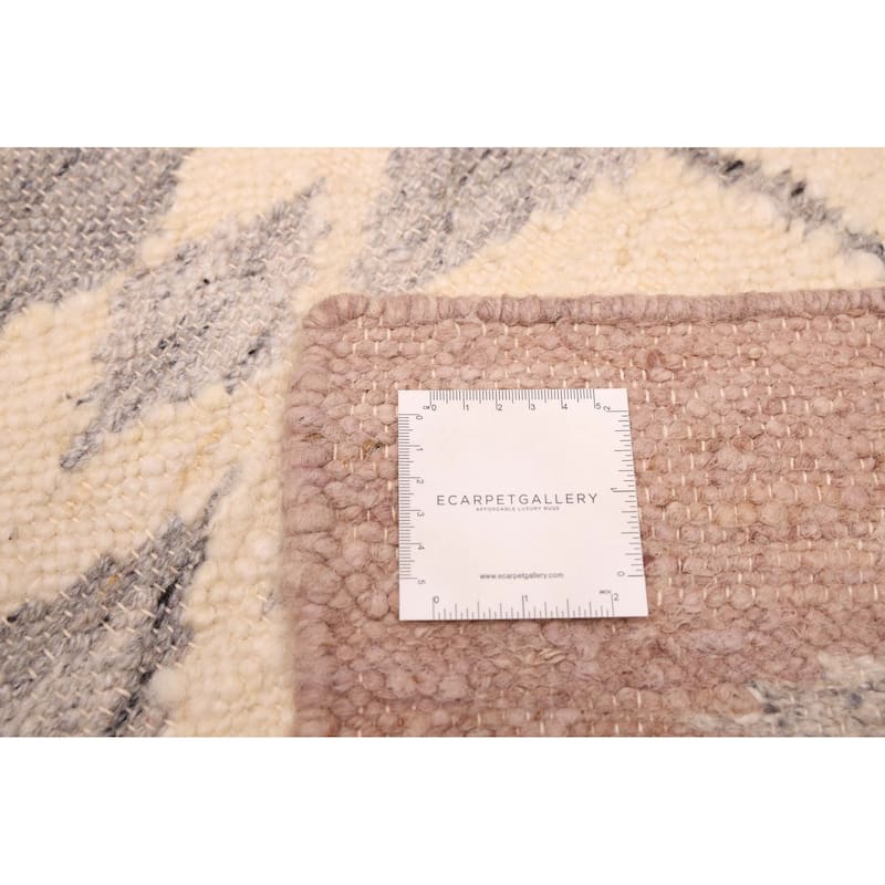 ECARPETGALLERY Flat-Weave Marrakech Cream Wool Kilim - 5'8 x 7'5