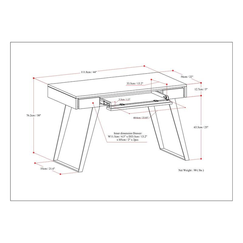 WYNDENHALL Mitchell SOLID ACACIA WOOD Modern Industrial 44 inch Wide Small Desk