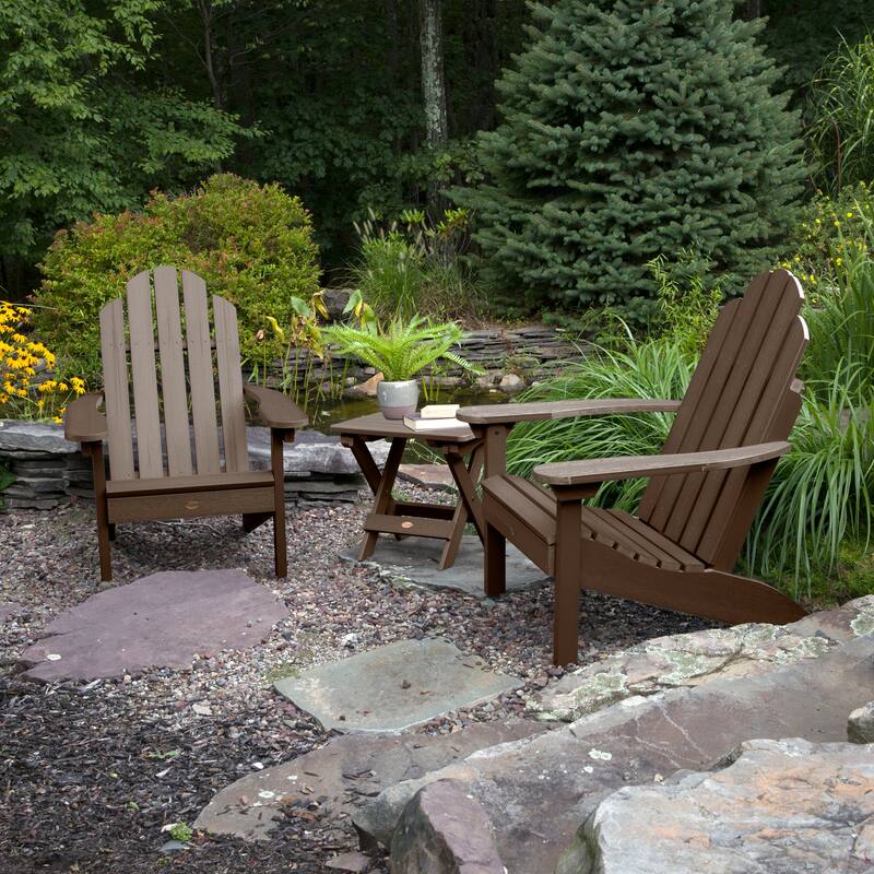 3 Piece Set Outdoor Adirondack Chairs and Folding Side Table