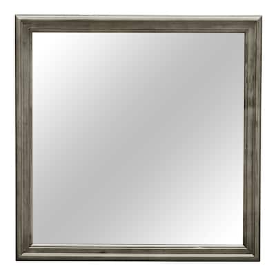 Wooden Framed Square Dresser Wall Mirror - 38" - Gray