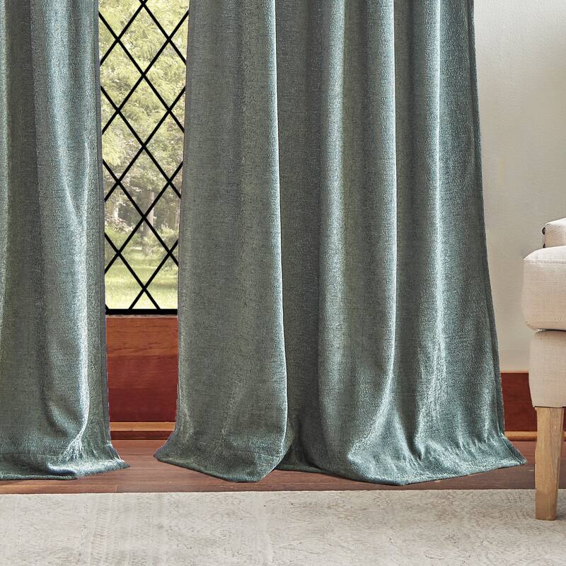 Martha Stewart Naples Chenille Solid Curtains - Panel Pair or Valance