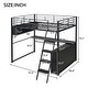 preview thumbnail 16 of 24, Modern Loft Bed with LED Design, Desk and 4 Storage Shelves, Space-Saving Metal Loft Bed Frame with Full-Length Guardrails