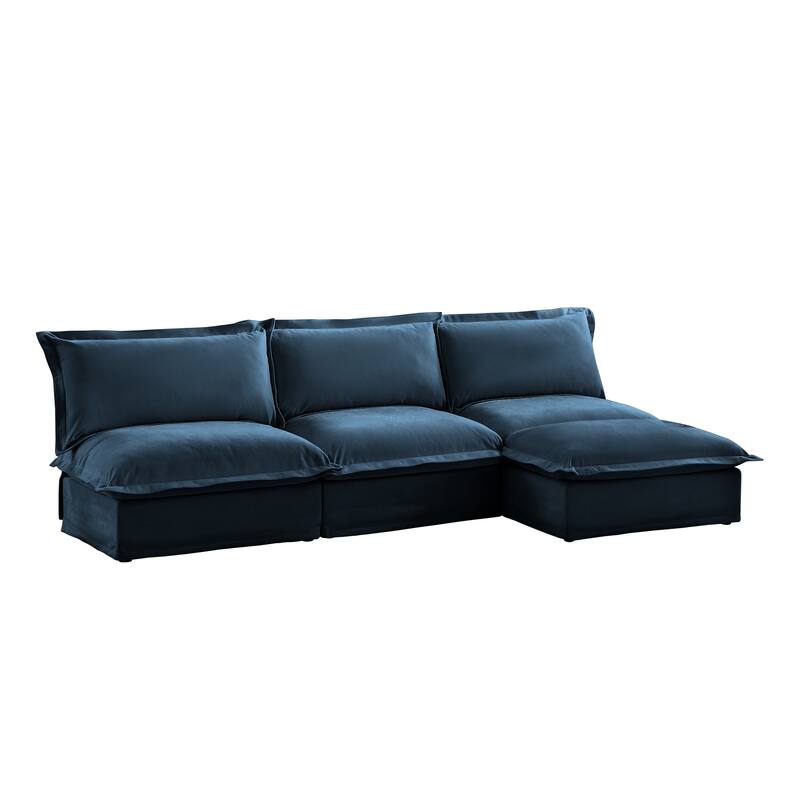 109.8" Chenille Modular Sectional with Reversible Ottoman and 3-Seater Armless Design & Free Combination