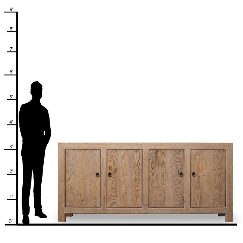 Capri Sideboard With 4 Doors, Weathered Pinewood 86.6x18.9x39.8H
