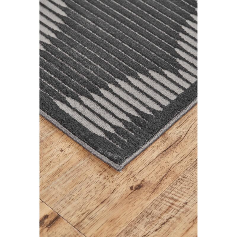 Alexander Geometric Diamonds Rug, Charcoal Gray, Accent Rug