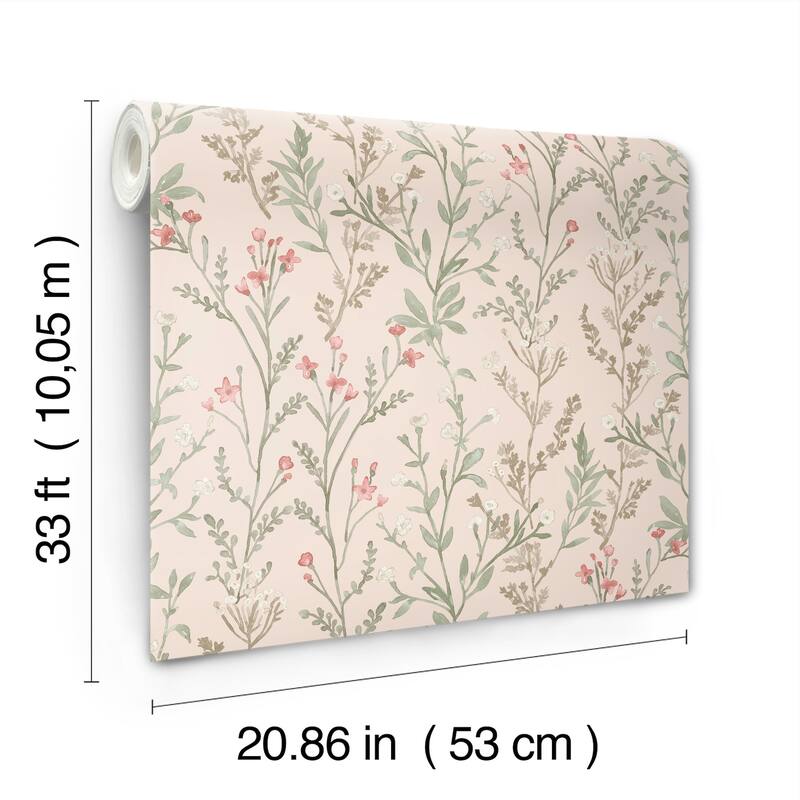 Chesapeake Laverne Blush Wildflowers Wallpaper