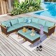 preview thumbnail 25 of 42, 12-Seat Outdoor Wicker Half-Round Furniture Set, Half-Moon Sectional Sofa All Weather Curved Conversation Set 8-Seat - Type C