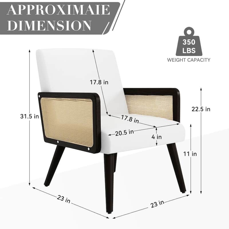 Fabric Accent Armchair with Solid Wood Legs