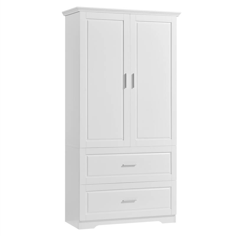 Rectangular Bathroom Cabinet with Doors and Drawers, Large Wooden Storage Cabinet 63-inch Tall Bathroom Towel Cabinet