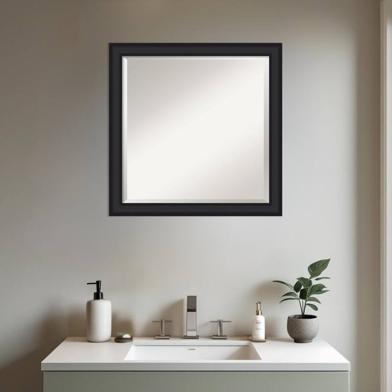 Oliver Narrow Beveled Wood Framed Bathroom Vanity Wall Mirror