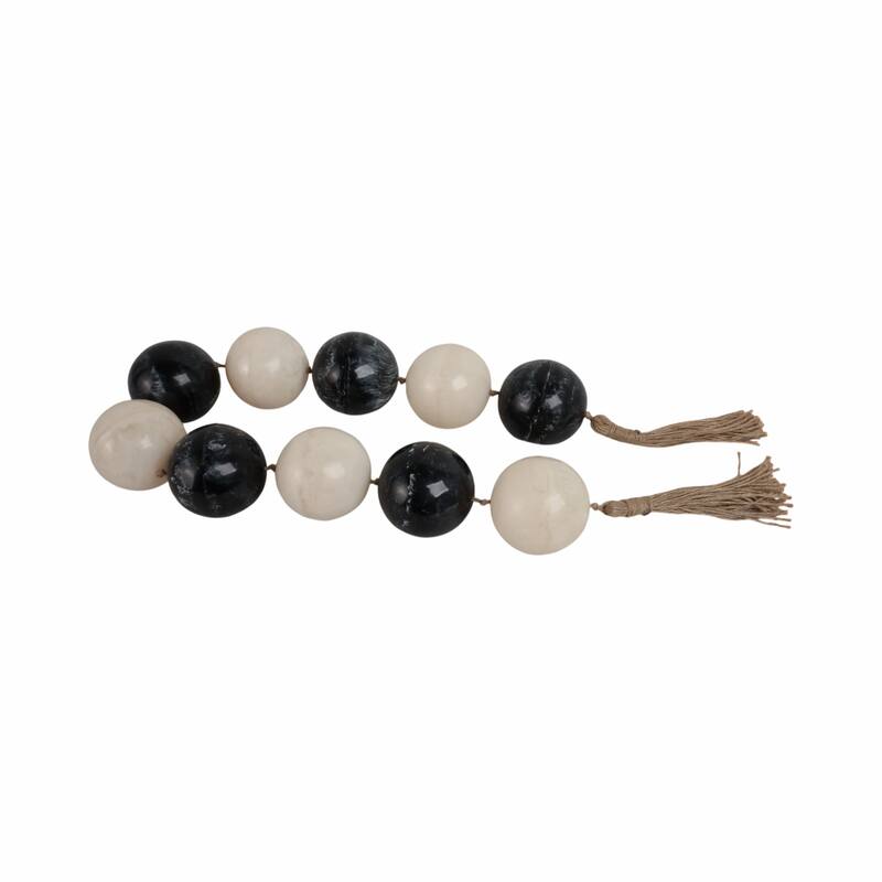 Decorative Bead Strand with Resin Spheres and Woven Jute Tassels - 46" x 3" x 3"