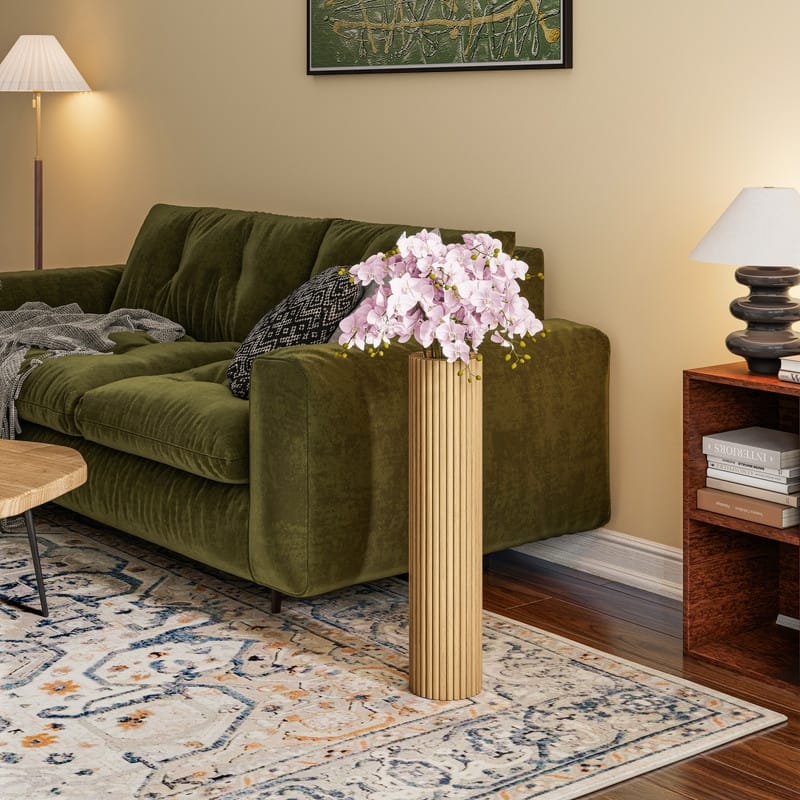 27.6" Wooden Floor Vase - Natural