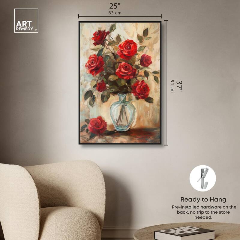 Ruby Roses in Riad Glass Canvas by Art Remedy
