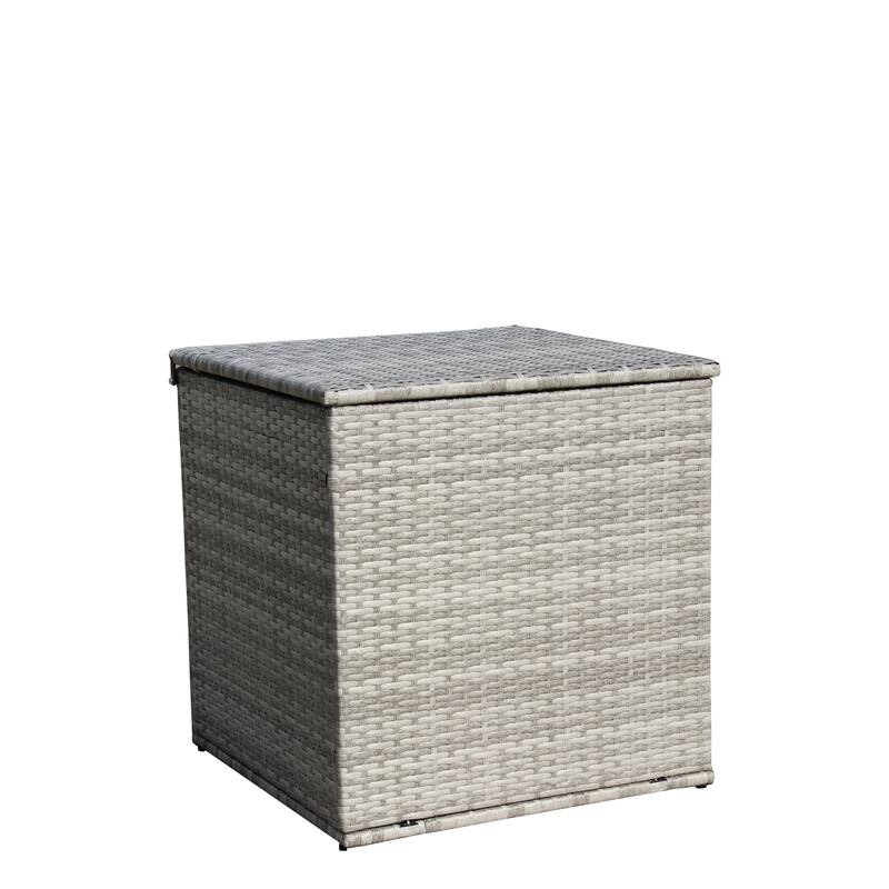 4 Pcs Patio Furniture Set, All Weather Outdoor Conversation Set, Wicker Rattan Sectional Sofa Set with Storage Box and Table