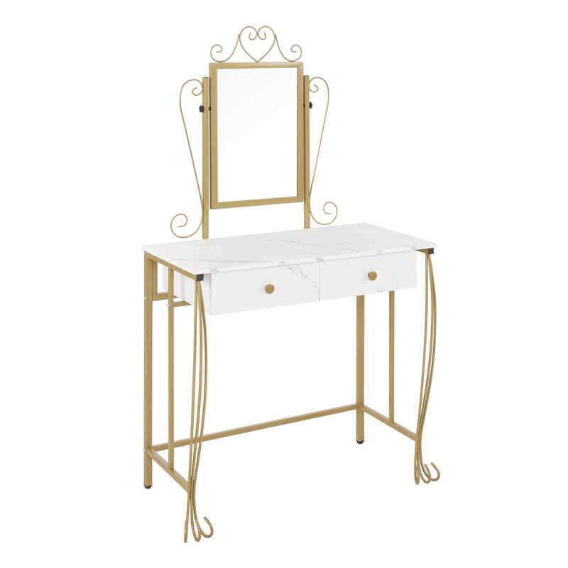 Makeup Vanity Mirror Table Set with Stool,Storage Dressing Table