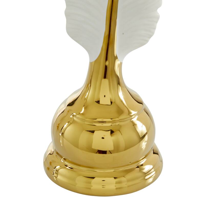 Ceramic Bird Feathers Sculpture - Set of 2 Gold - CosmoLiving by Cosmopolitan - 4"W x 4"L x 15"H