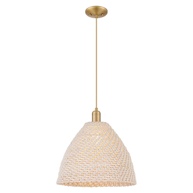 Innovations Lighting Downtown Urban - Natural Ballston Dome - 1 Light 16" Cord Hung Mini Pendant - Natural Shade/Brushed Brass