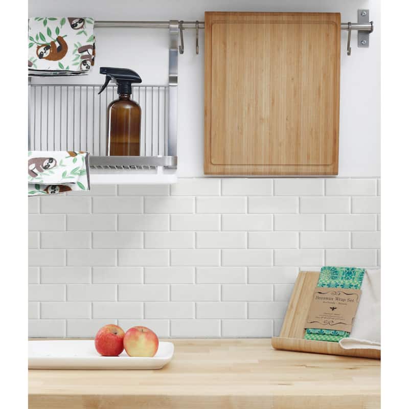 NextWall Subway Tile Peel and Stick Removable Wallpaper - 20.5 in. W x 18 ft. L