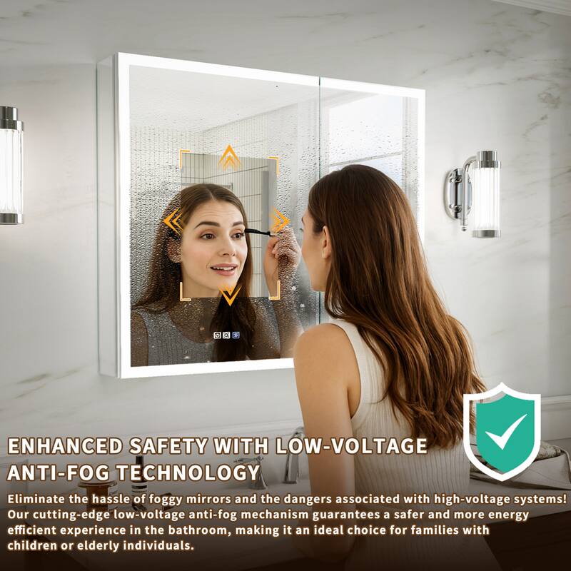Modland 36"-48"W x 30"H LED Bathroom Medicine Cabinet Dimmable Anti-Fog,Recessed or Surface Mount