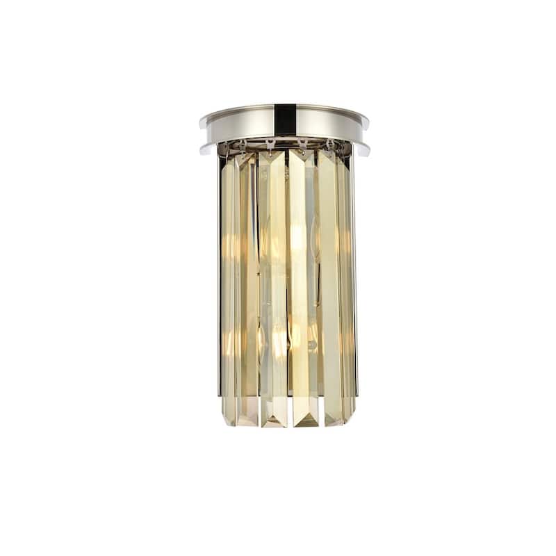 Royce Edge 2 light Polished nickel Wall Sconce - polished nickel (royal cut golden teak crystals)