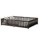 preview thumbnail 6 of 7, Grey Queen Size Wooden Floor Bed with Fence, Door, Rubber Safety Guardrails