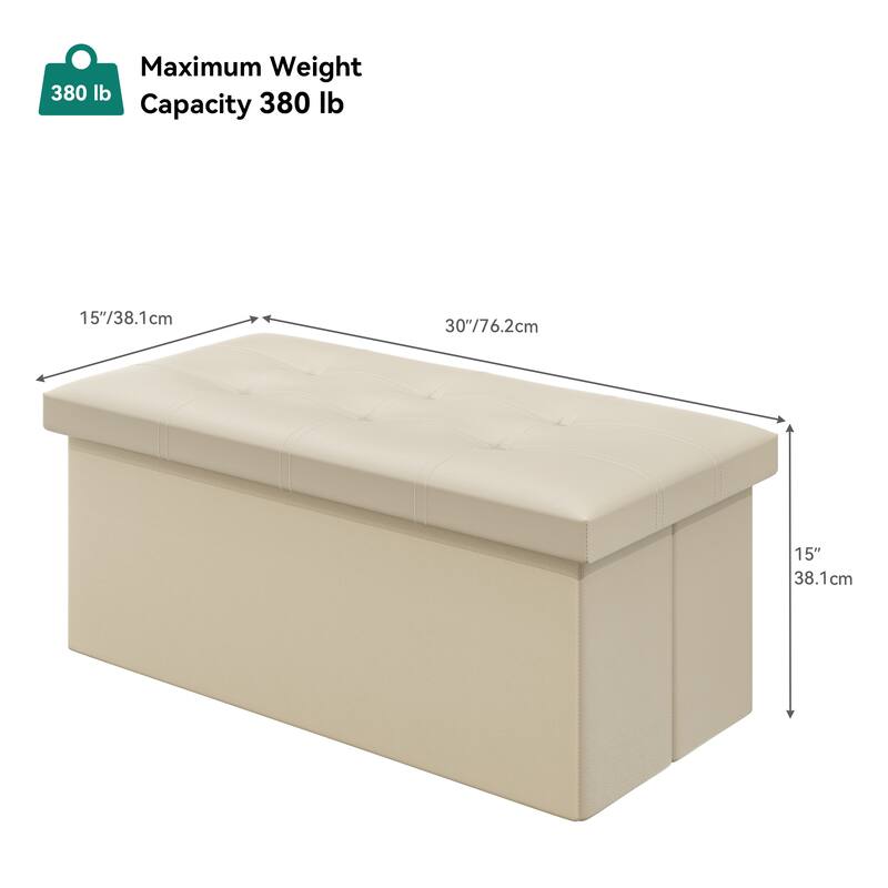 Foldable Tufted PU Storage Ottoman Bench - Bed Bath & Beyond - 39070860
