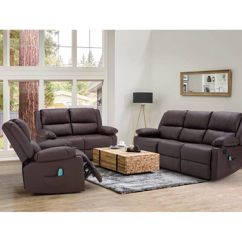 AECOJOY 3-Seater Reclining Sofa with Heat and Massage Function