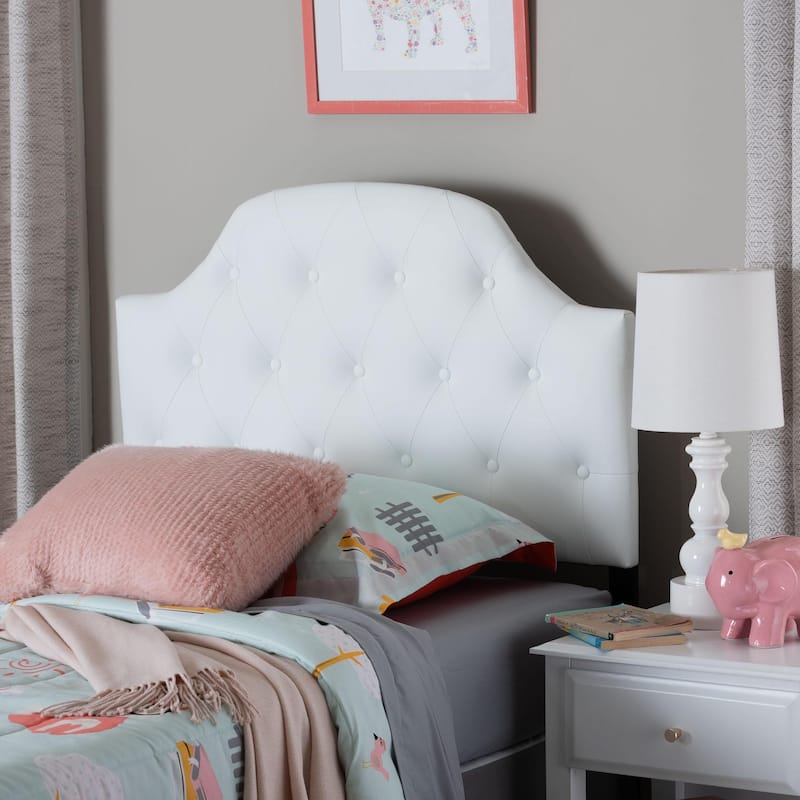 Baxton Studio Midas Modern and Contemporary Twin Size Faux Leather Upholstered Button-tufted Scalloped Headboard
