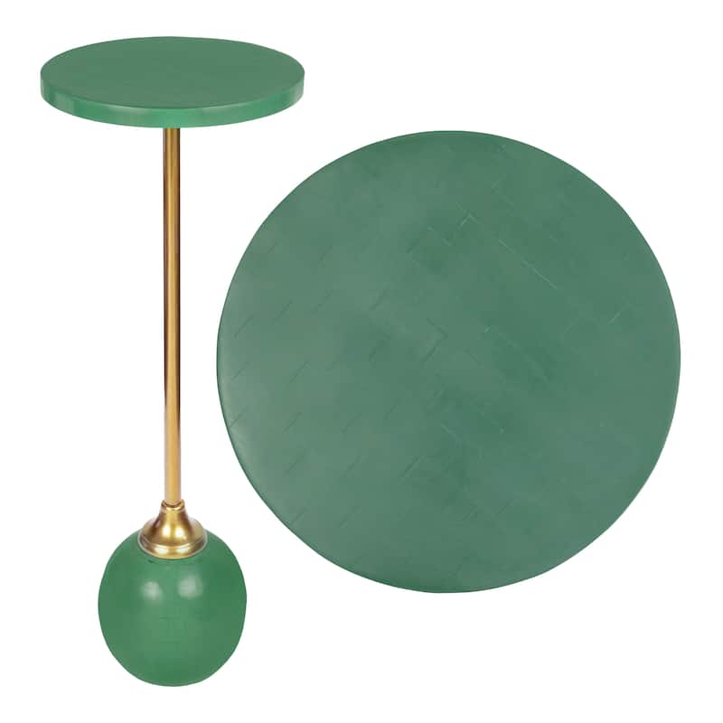 JONATHAN Y Blanche 26" Metal/Resin Mosaic Pedestal Drink Table - Green/Gold - Plastic