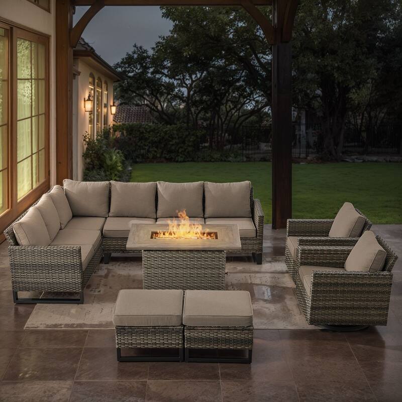 Gymojoy L-Shaped Outdoor Corner Sectional Sofa 6-seats Couch Conversation Set