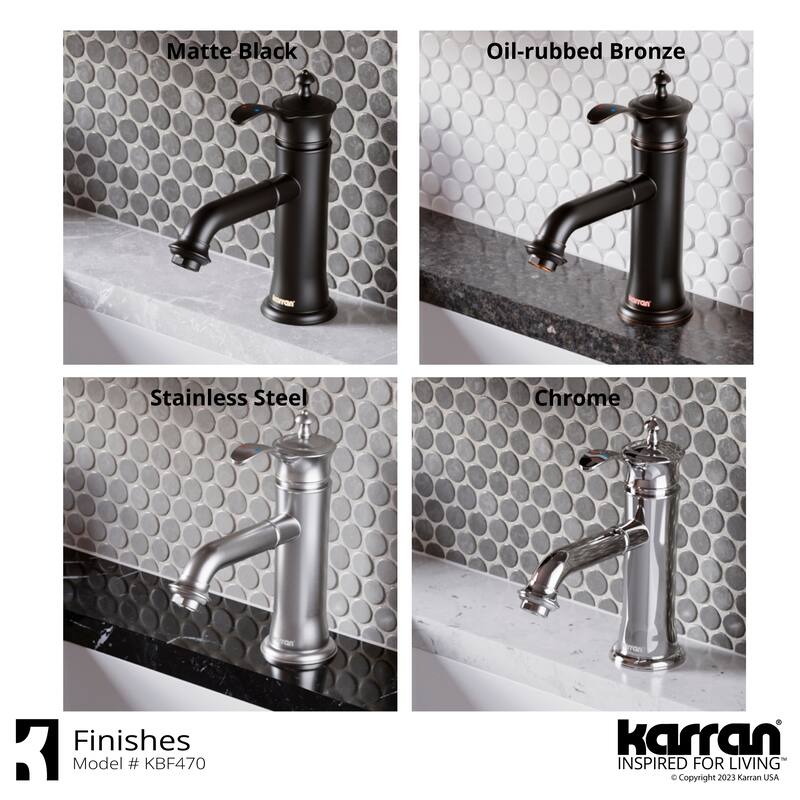 Karran Vineyard KBF470 Single-Handle Single Hole Basin Bathroom Faucet with Matching Pop-up Drain