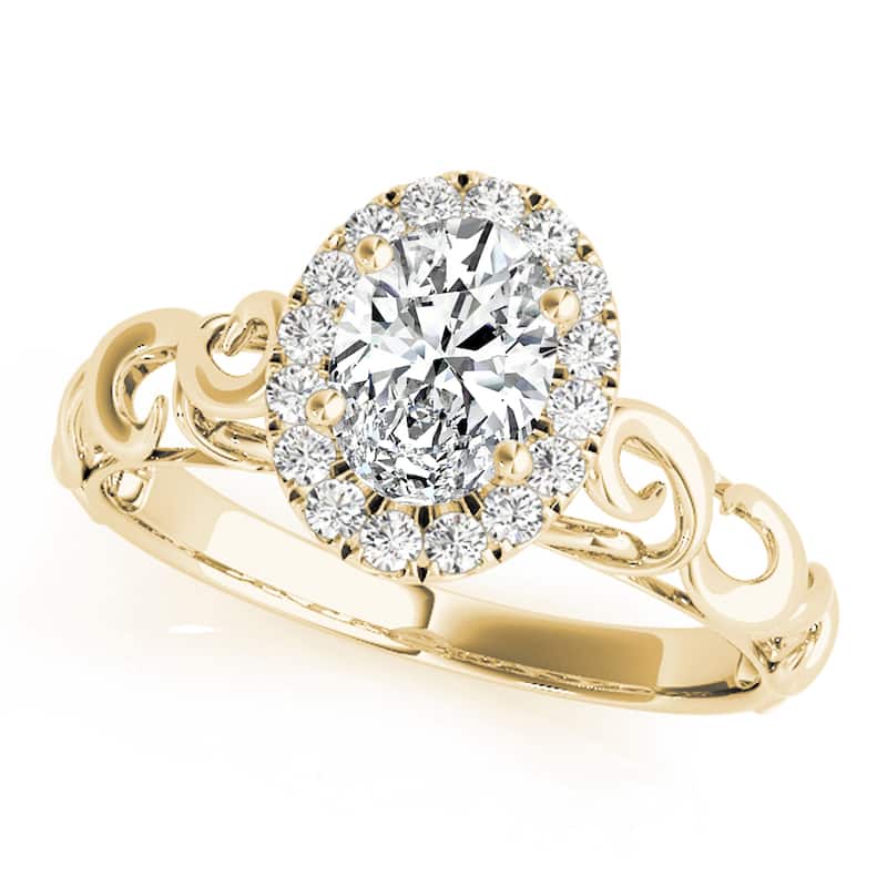 Auriya 14k Yellow Gold Lab Grown Oval Diamond Halo Engagement Ring 0.50 to 5.00 ct. tw. (F-G VS) - 2.00 ct. center - 8.5
