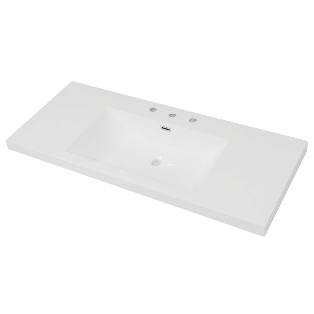 Roomfitters 48" Resin Bathroom Vanity Top with Integrated Basin, 8-Inch Widespread 3-Hole Drill, Bright White