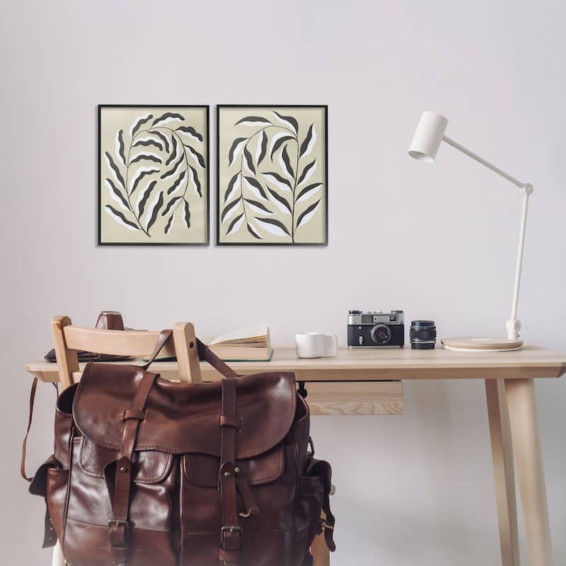 Stupell Midcentury Mod Botanicals Framed Giclee Art Design By Grace Popp (Set of 2)