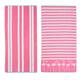 Luxurious Cotton Printed Beach Towel - Pink Flamingo & Stripes