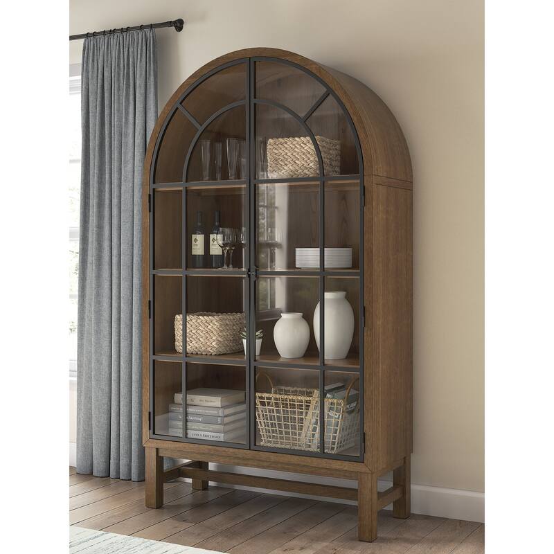 Signature Design by Ashley Chadworth Display Cabinet - 44.63" W x 18" D x 80.25" H - Brown/Black