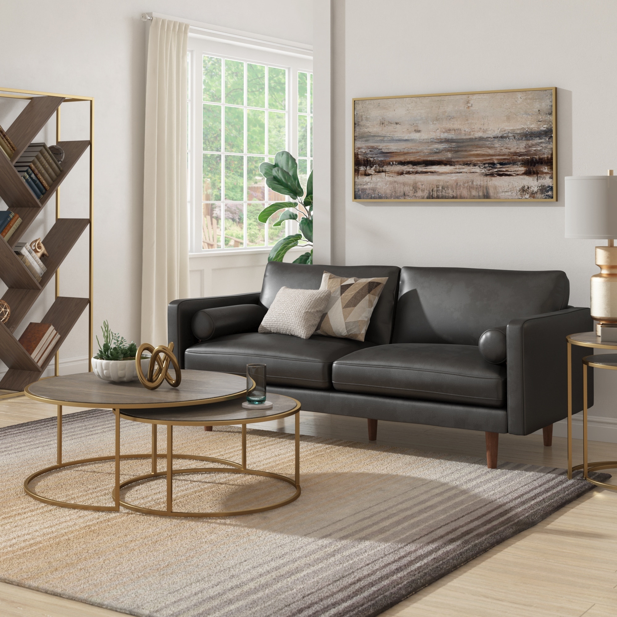 iNSPIRE Q Modern Oana Mid-Century Faux Leather Sofa