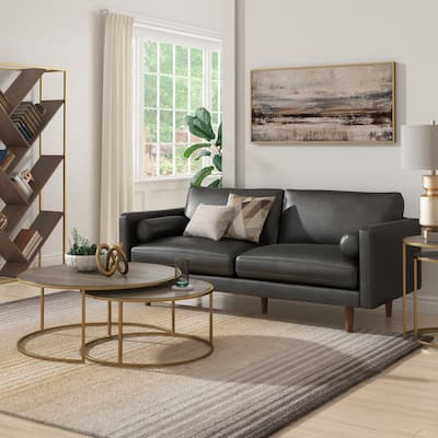 Oana Mid-Century Faux Leather Sofa by iNSPIRE Q Modern